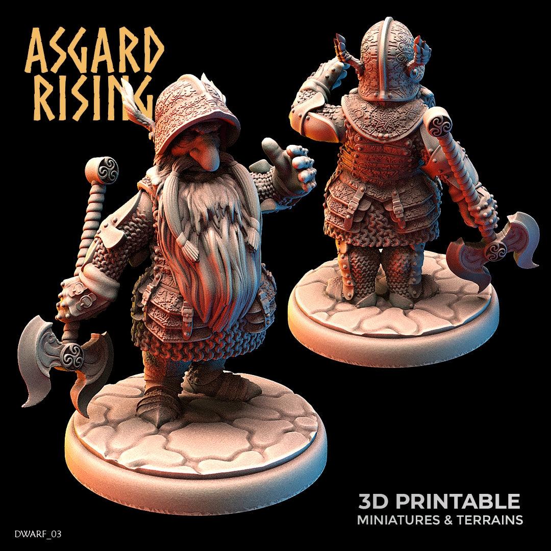 3D Printed Asgard Rising Dwarf Full Plate Warrior Warband Set 28mm - 32mm - 3D Printing Boss 
