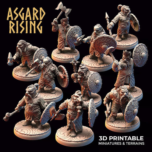 3D Printed Asgard Rising Dwarf Warrior Gambeson Modular Warband Set 28mm - 32mm - 3D Printing Boss 