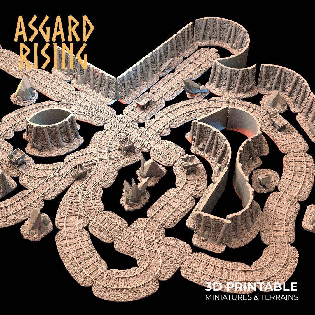 3D Printed Asgard Rising Dwarven Mines Underground Railroad 28mm - 32mm - 3D Printing Boss 