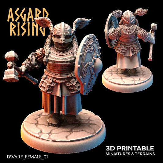 3D Printed Asgard Rising Dwarven Shield-Maidens Set 28mm - 32mm - 3D Printing Boss 