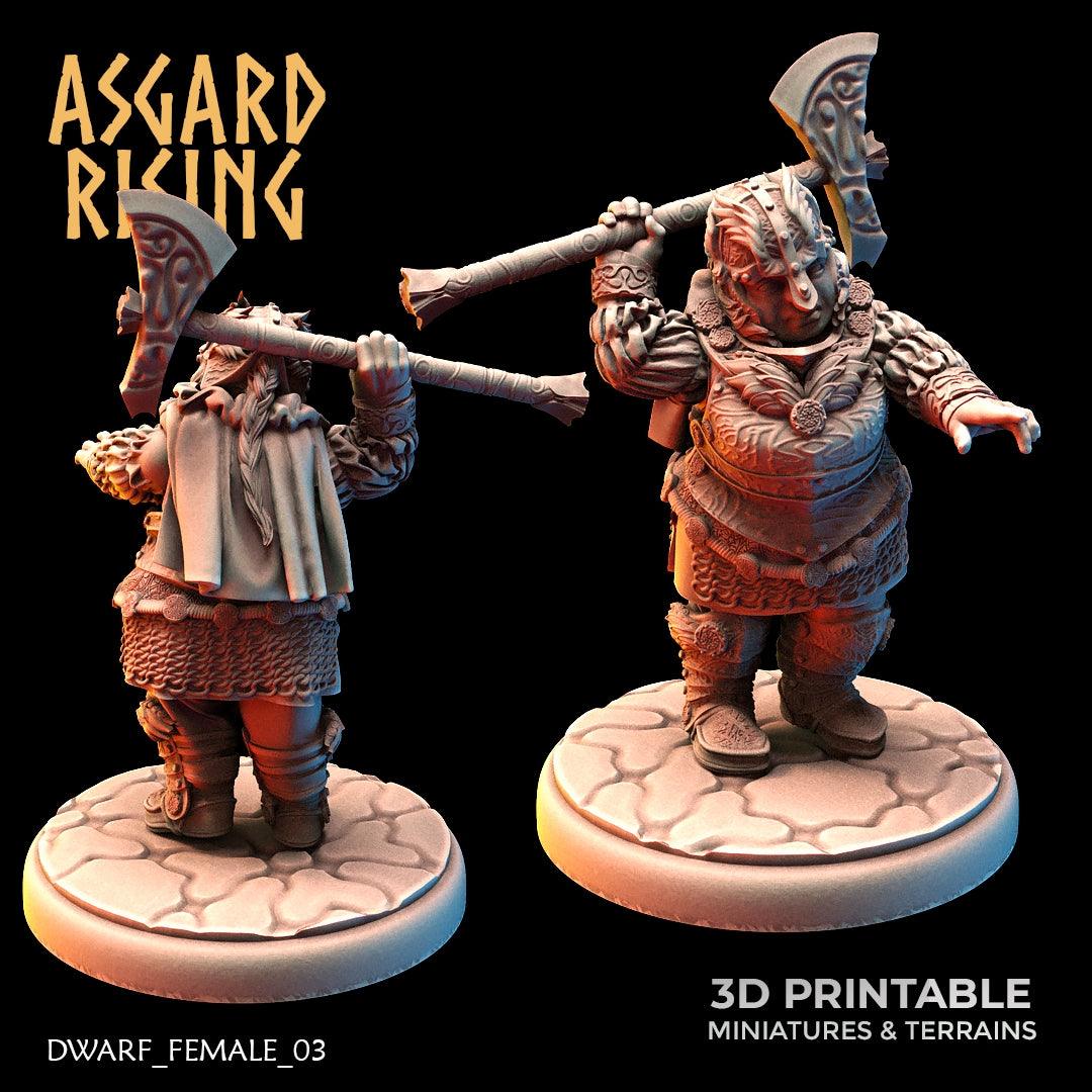 3D Printed Asgard Rising Dwarven Shield-Maidens Set 28mm - 32mm - 3D Printing Boss 