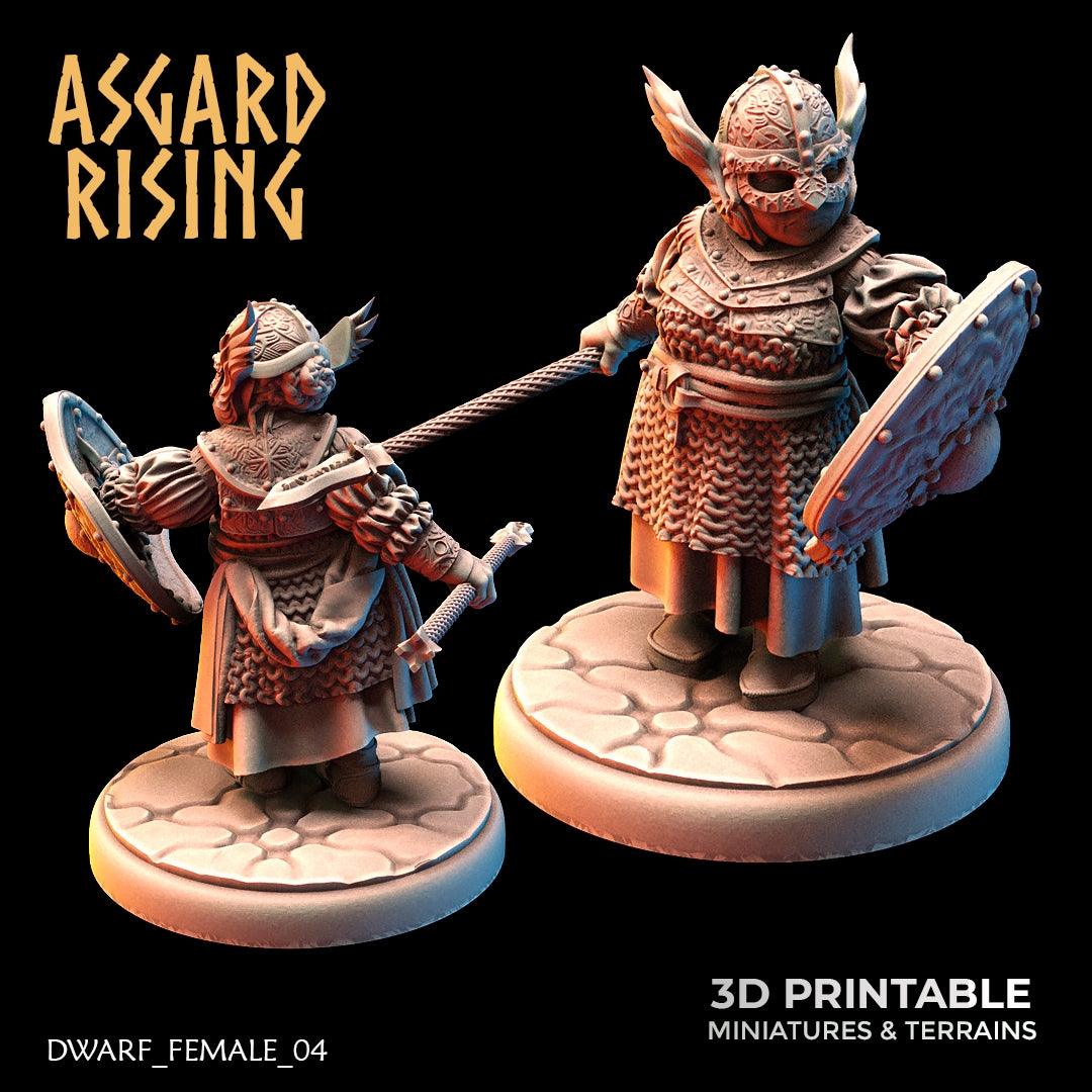 3D Printed Asgard Rising Dwarven Shield-Maidens Set 28mm - 32mm - 3D Printing Boss 
