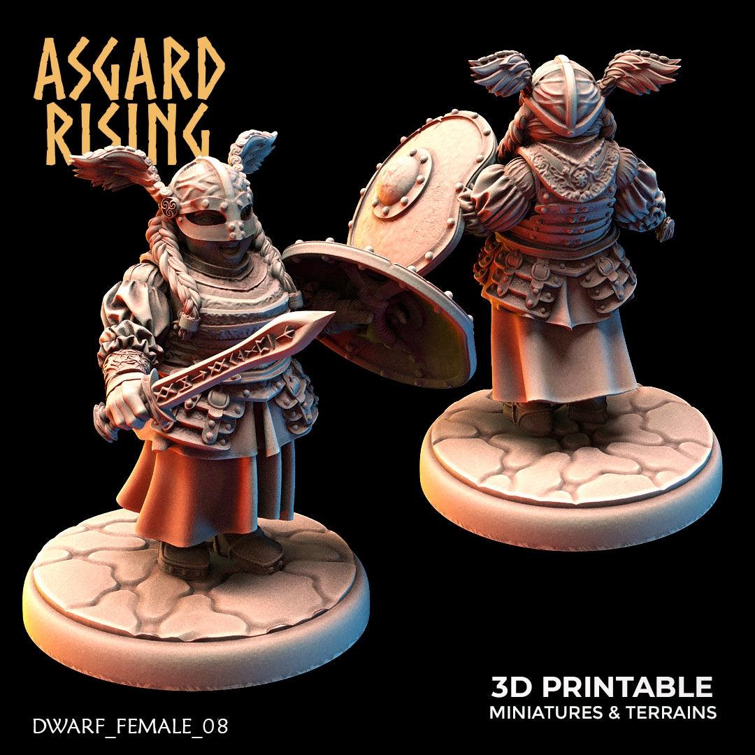 3D Printed Asgard Rising Dwarven Shield-Maidens Set 28mm - 32mm - 3D Printing Boss 