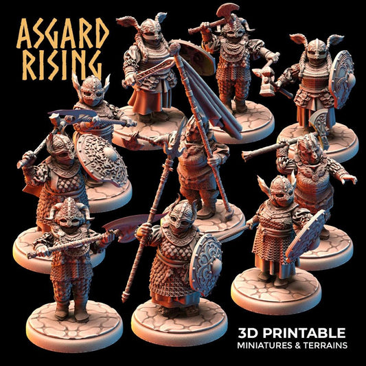 3D Printed Asgard Rising Dwarven Shield-Maidens Set 28mm - 32mm - 3D Printing Boss 
