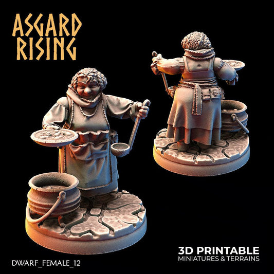 3D Printed Asgard Rising Female Dwarven Townsfolk Modular Set 28mm - 32mm - 3D Printing Boss 