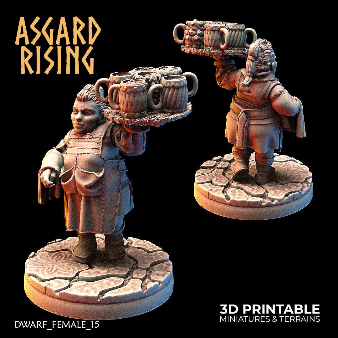 3D Printed Asgard Rising Female Dwarven Townsfolk Modular Set 28mm - 32mm - 3D Printing Boss 