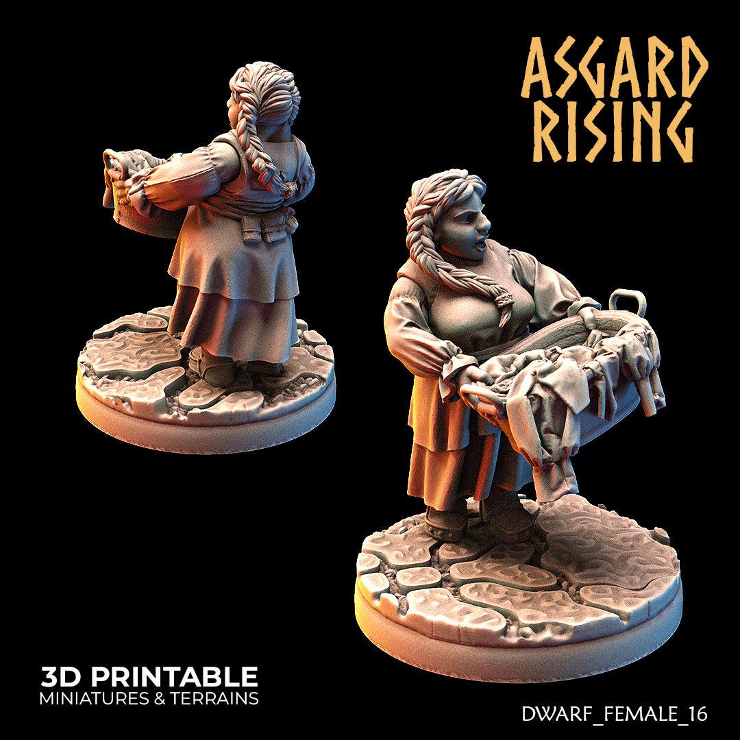 3D Printed Asgard Rising Female Dwarven Townsfolk Modular Set 28mm - 32mm - 3D Printing Boss 
