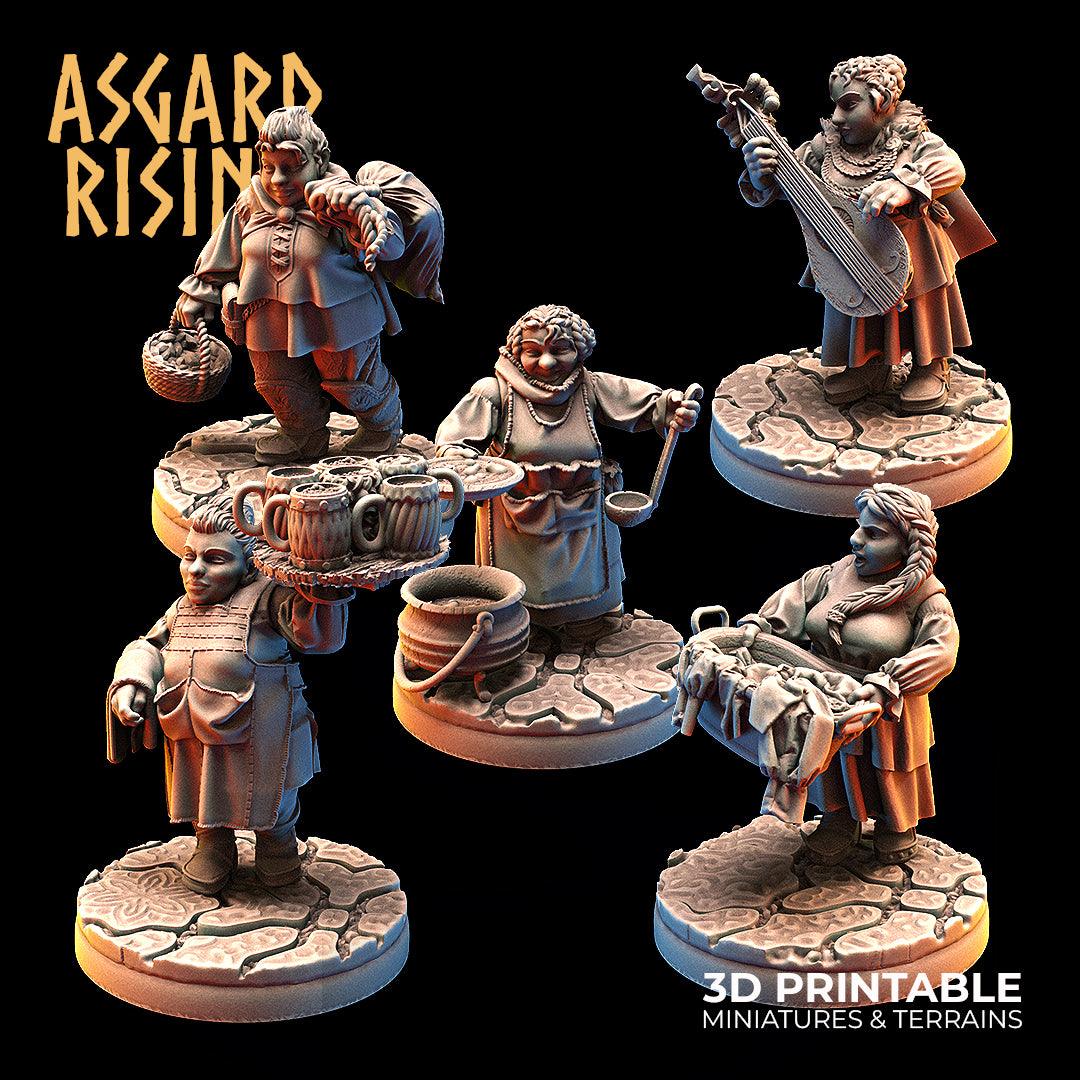 3D Printed Asgard Rising Female Dwarven Townsfolk Modular Set 28mm - 32mm - 3D Printing Boss 