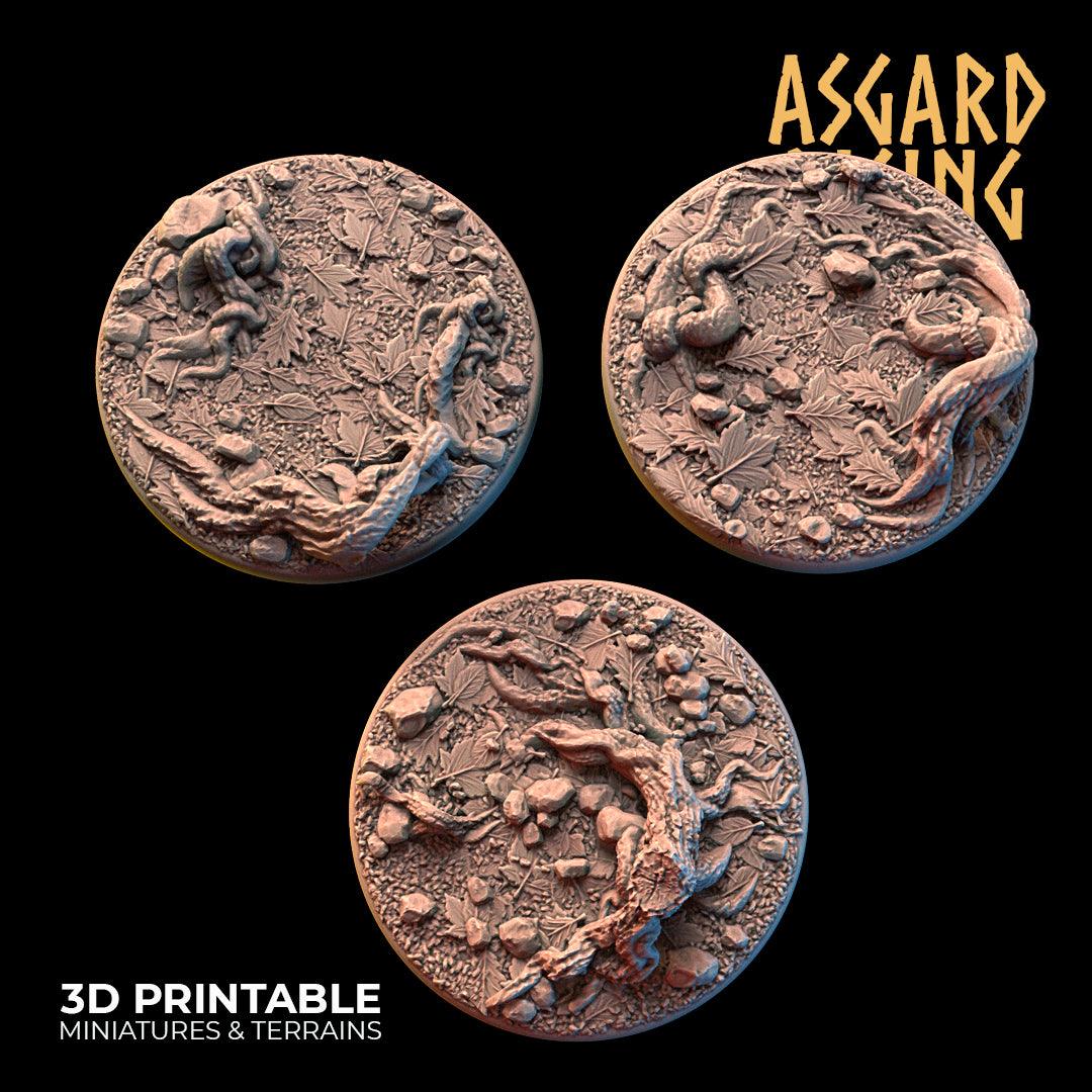 3D Printed Asgard Rising Forest Litter - 3 x 40mm Round Base Set 2 Wargaming DnD - 3D Printing Boss 