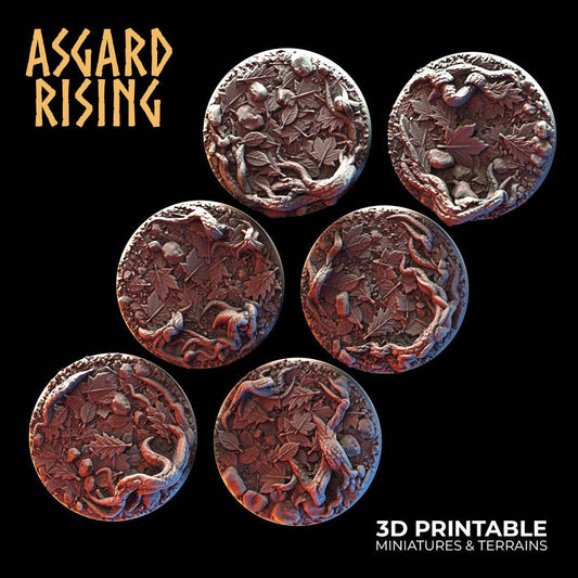 3D Printed Asgard Rising Forest Litter Round Base Set 25 28 32 35 mm Wargaming DnD - 3D Printing Boss 
