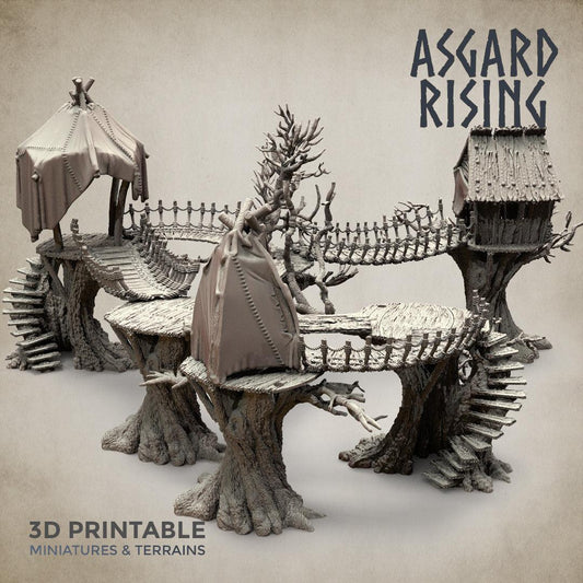 3D Printed Asgard Rising Forest Village Modular Set 32mm Ragnarok D&D - 3D Printing Boss 