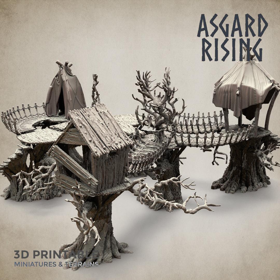 3D Printed Asgard Rising Forest Village Modular Set 32mm Ragnarok D&D - 3D Printing Boss 