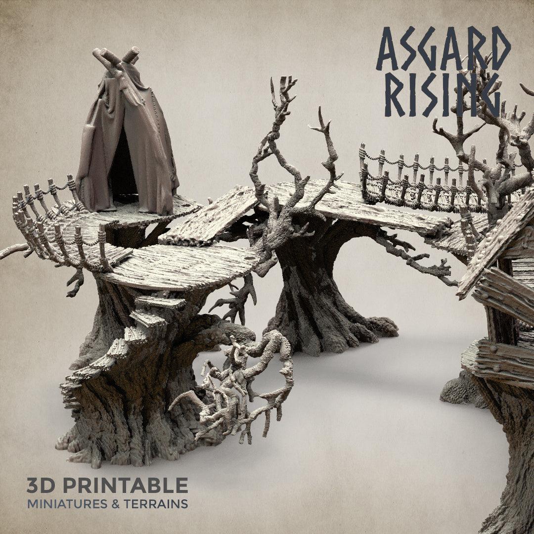 3D Printed Asgard Rising Forest Village Modular Set 32mm Ragnarok D&D - 3D Printing Boss 