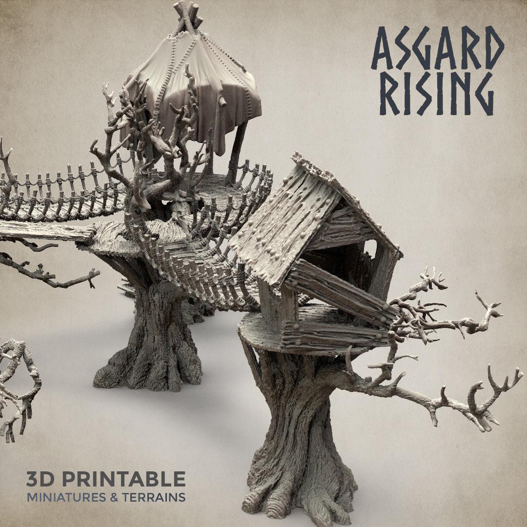 3D Printed Asgard Rising Forest Village Modular Set 32mm Ragnarok D&D - 3D Printing Boss 