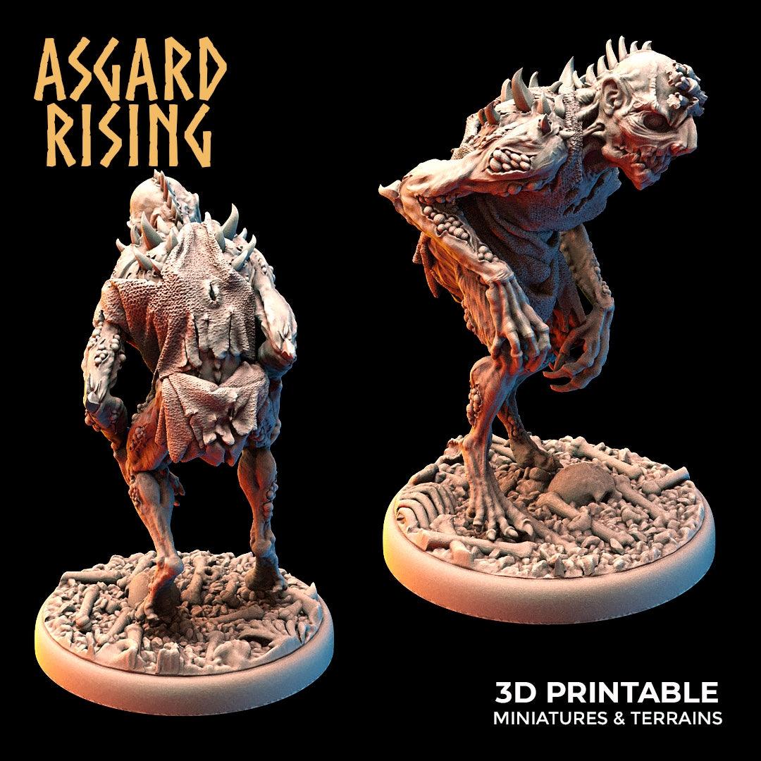3D Printed Asgard Rising Ghouls Undead Set Round or Square Base 28mm - 32mm - 3D Printing Boss 