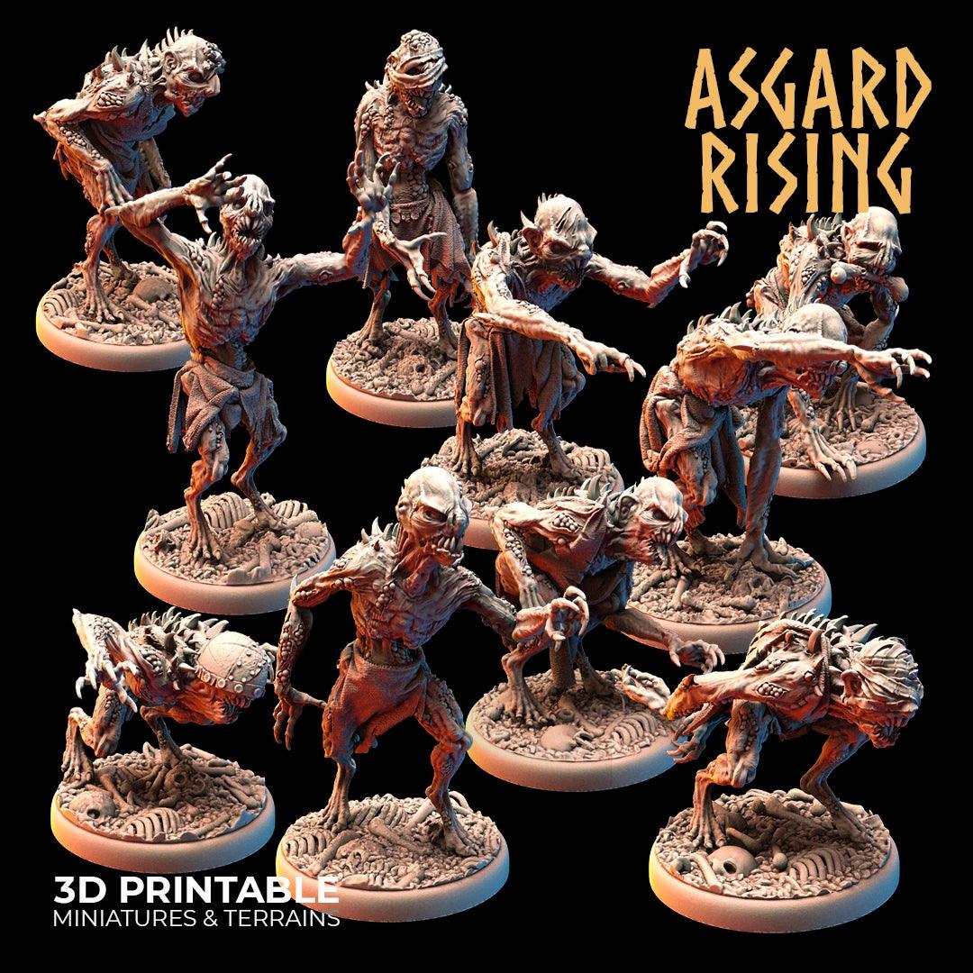 3D Printed Asgard Rising Ghouls Undead Set Round or Square Base 28mm - 32mm - 3D Printing Boss 