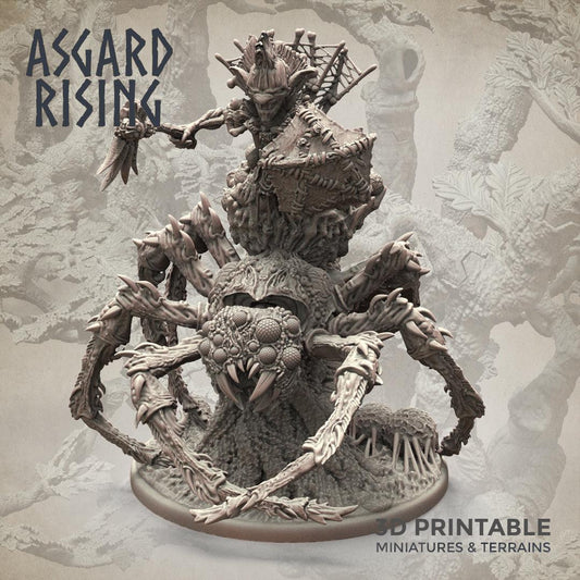3D Printed Asgard Rising Goblin Chieftain Riding Spider 28mm-32mm Ragnarok D&D - 3D Printing Boss 