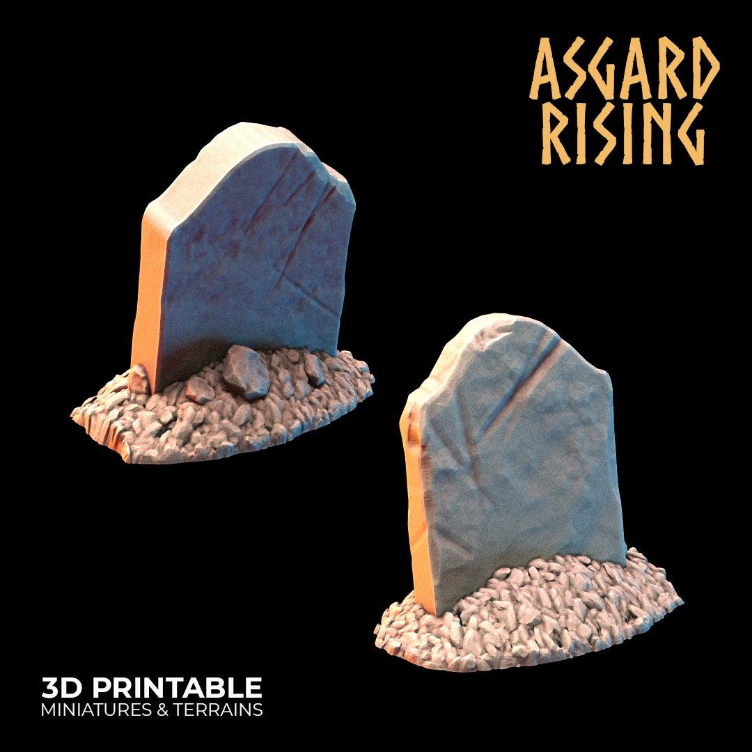 3D Printed Asgard Rising Gravestone and Tombstone Set 28mm-32mm Ragnarok D&D - 3D Printing Boss 