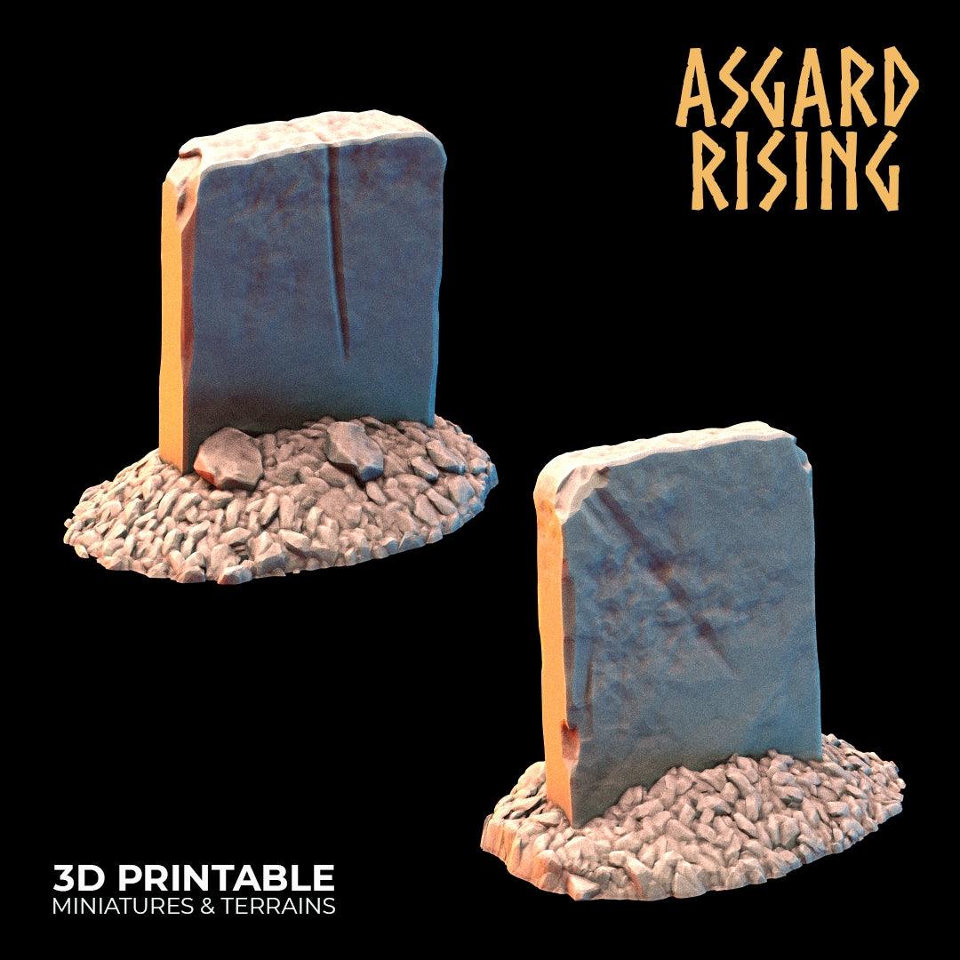 3D Printed Asgard Rising Gravestone and Tombstone Set 28mm-32mm Ragnarok D&D - 3D Printing Boss 