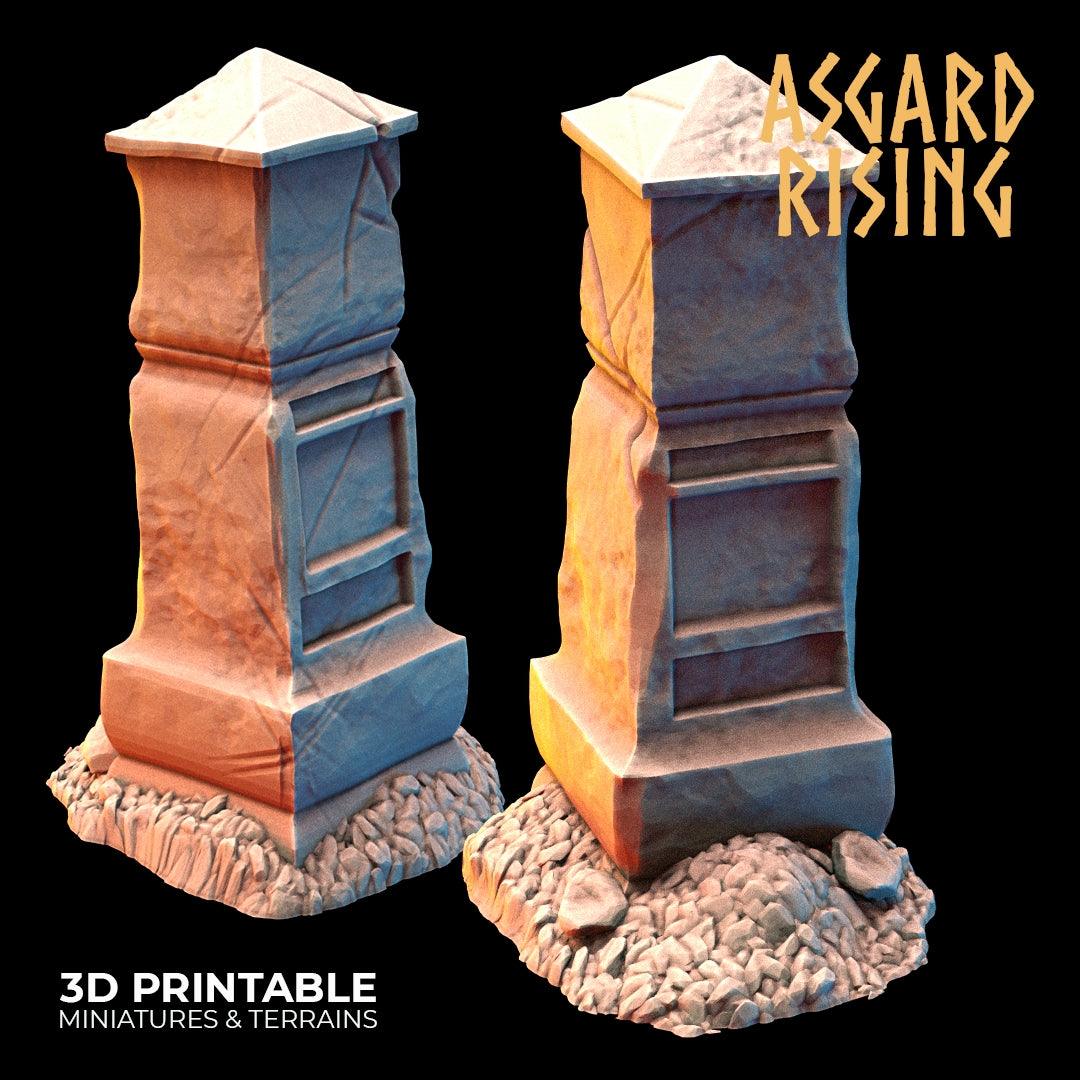 3D Printed Asgard Rising Gravestone and Tombstone Set 28mm-32mm Ragnarok D&D - 3D Printing Boss 
