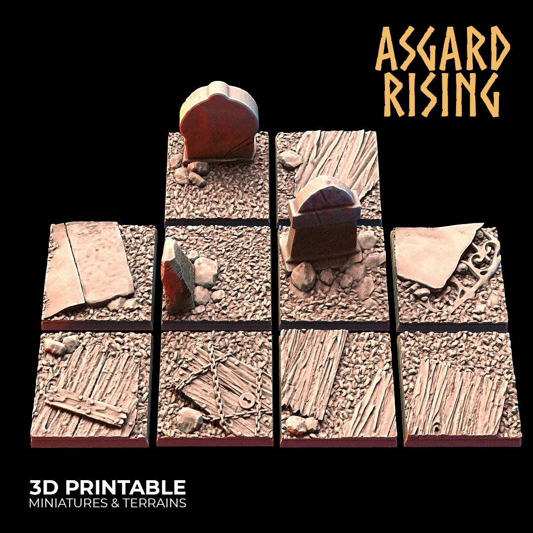 3D Printed Asgard Rising Graveyard Square Base Set 25 28 32 35mm D&D - 3D Printing Boss 