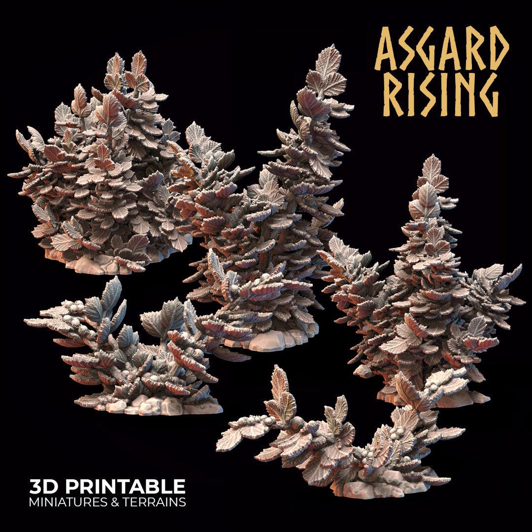 3D Printed Asgard Rising Hazel Bush Set 28 - 32mm Ragnarok D&D - 3D Printing Boss 