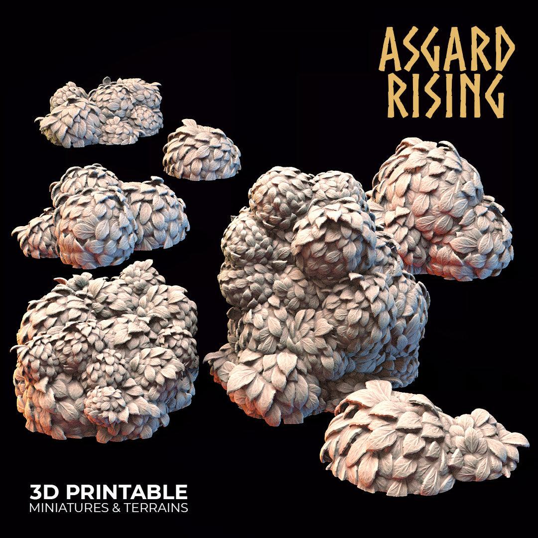 3D Printed Asgard Rising Hedge Bushes Set 28 - 32mm Ragnarok D&D - 3D Printing Boss 