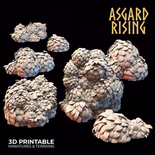 3D Printed Asgard Rising Hedge Bushes Set 28 - 32mm Ragnarok D&D - 3D Printing Boss 