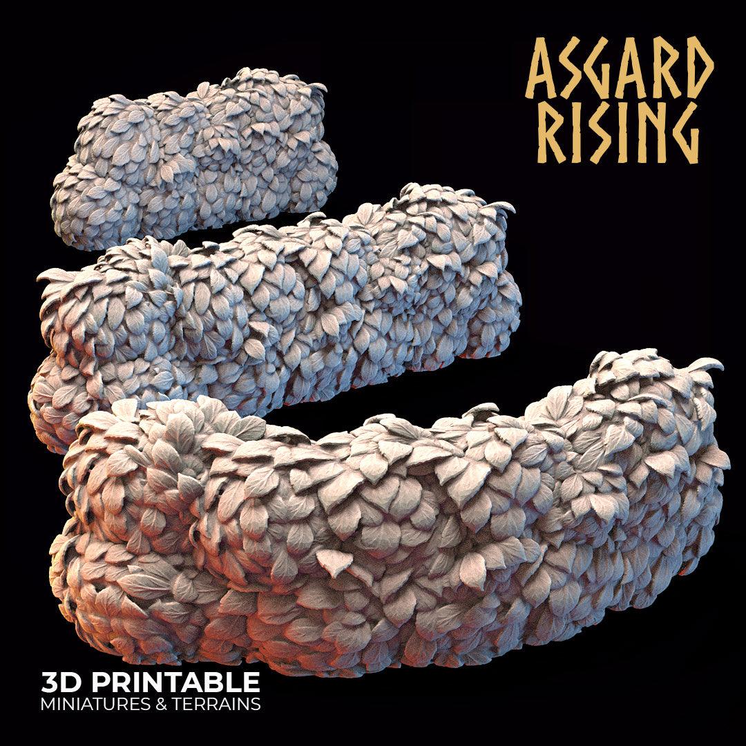 3D Printed Asgard Rising Hedge Bushes Set 28 - 32mm Ragnarok D&D - 3D Printing Boss 