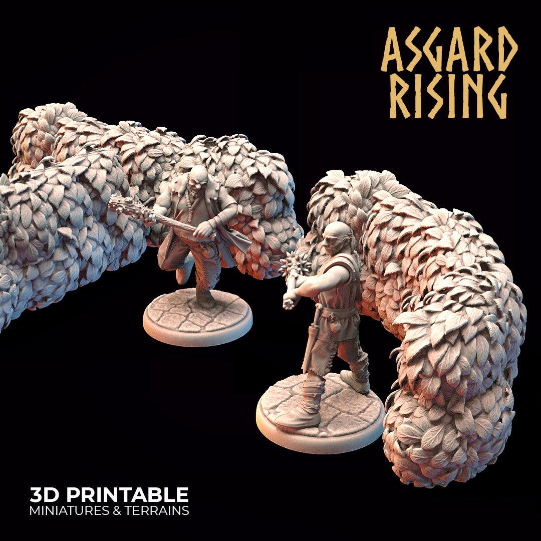 3D Printed Asgard Rising Hedge Bushes Set 28 - 32mm Ragnarok D&D - 3D Printing Boss 