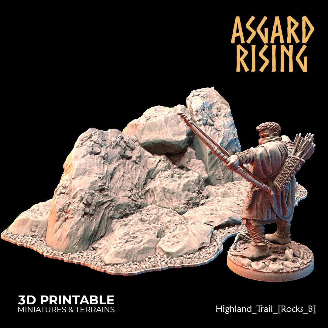 3D Printed Asgard Rising Highland Trail Terrain Set 28 32 mm Wargaming DnD - 3D Printing Boss 