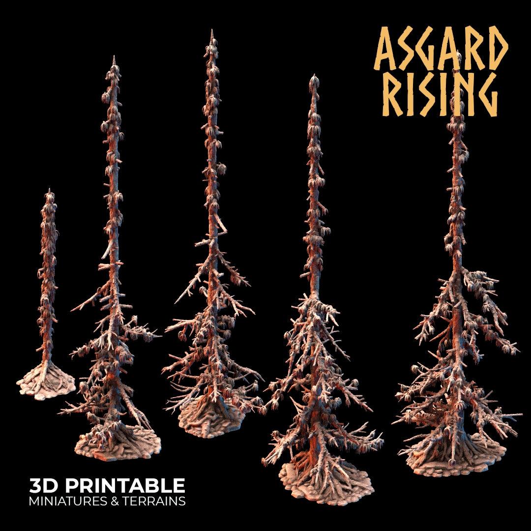 3D Printed Asgard Rising Infected Conifers Spruce Modular Forest Set 28mm 32mm D&D - 3D Printing Boss 