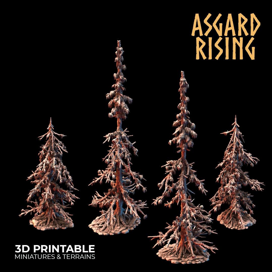 3D Printed Asgard Rising Infected Conifers Spruce Modular Forest Set 28mm 32mm D&D - 3D Printing Boss 