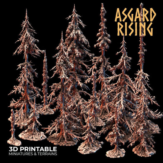 3D Printed Asgard Rising Infected Conifers Spruce Modular Forest Set 28mm 32mm D&D - 3D Printing Boss 