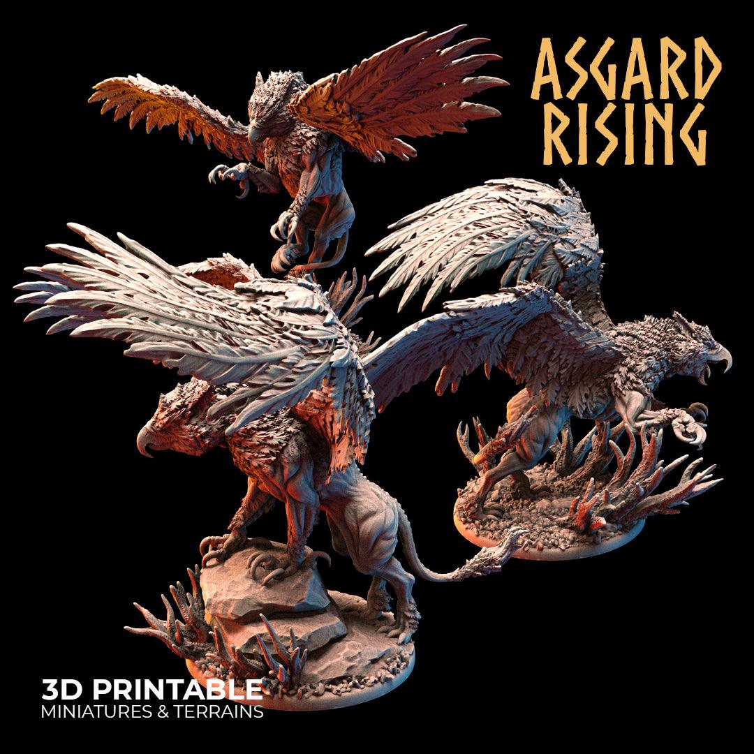 3D Printed Asgard Rising King of all Creatures Griffin Set - 32mm D&D - 3D Printing Boss 
