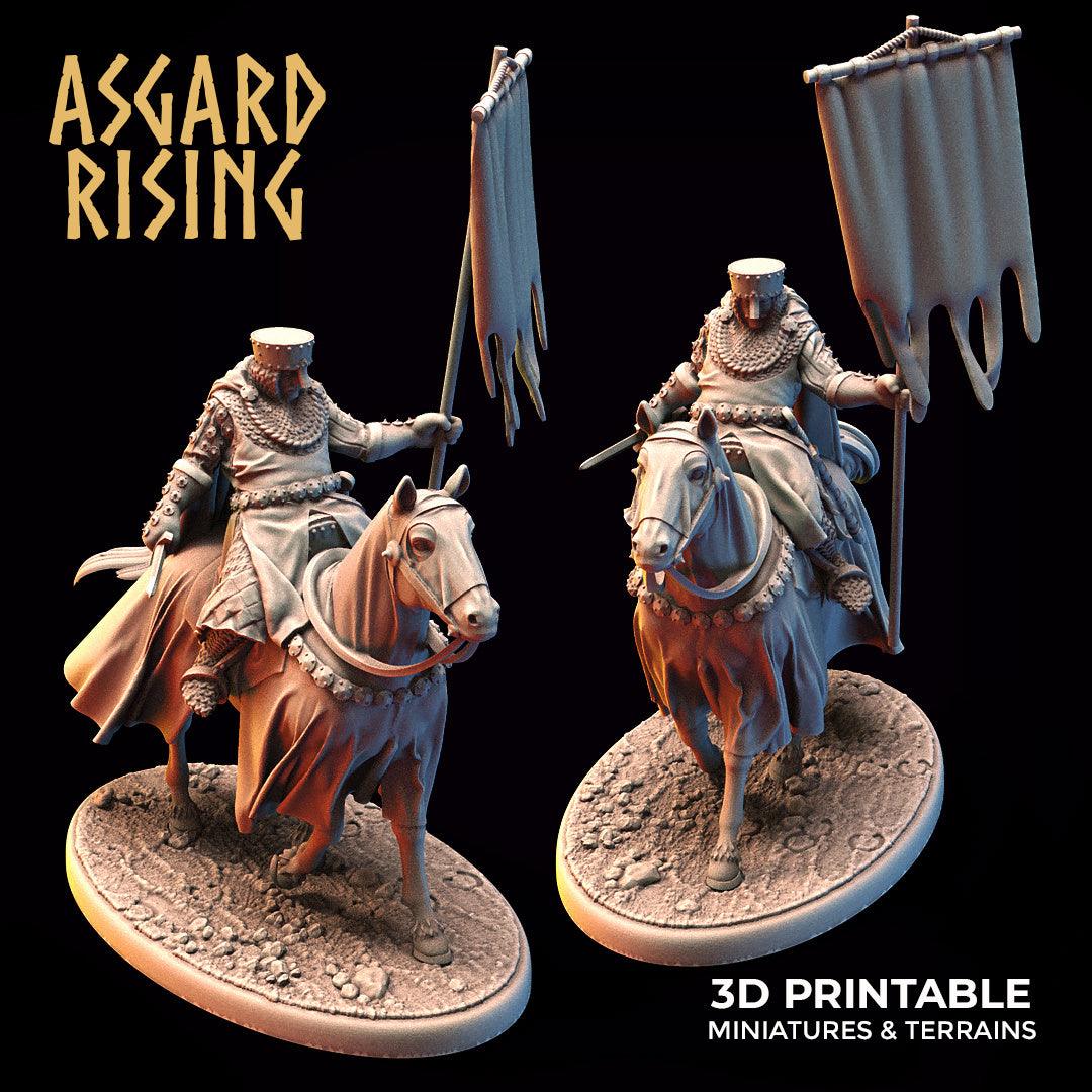 3D Printed Asgard Rising Medieval Heavy Calvary Standard Bearer 32mm Ragnarok D&D - 3D Printing Boss 
