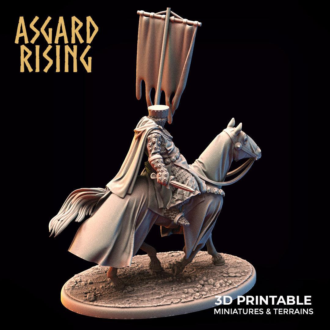 3D Printed Asgard Rising Medieval Heavy Calvary Standard Bearer 32mm Ragnarok D&D - 3D Printing Boss 