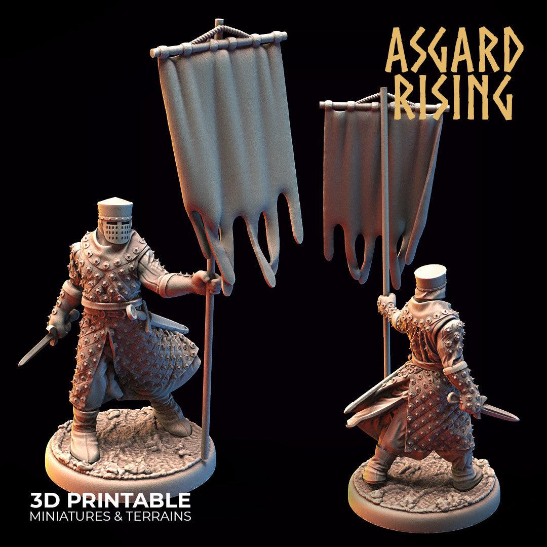 3D Printed Asgard Rising Medieval Knight Standard Bearer 32mm Ragnarok D&D - 3D Printing Boss 