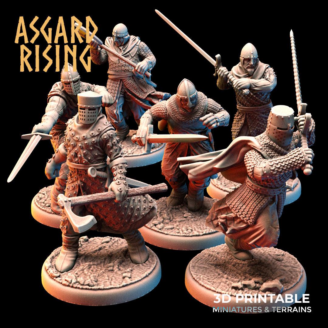3D Printed Asgard Rising Medieval Knights Set 28mm - 32mm Ragnarok D&D - 3D Printing Boss 