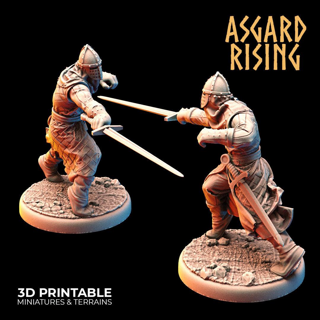 3D Printed Asgard Rising Medieval Knights Set 28mm - 32mm Ragnarok D&D - 3D Printing Boss 