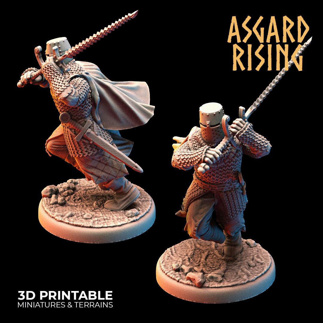 3D Printed Asgard Rising Medieval Knights Set 28mm - 32mm Ragnarok D&D - 3D Printing Boss 
