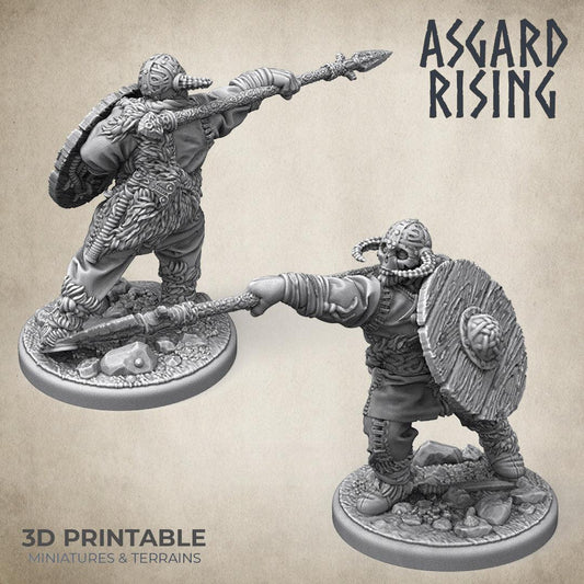 3D Printed Asgard Rising Midgard Viking Shieldman #2 28mm-32mm Ragnarok - 3D Printing Boss 