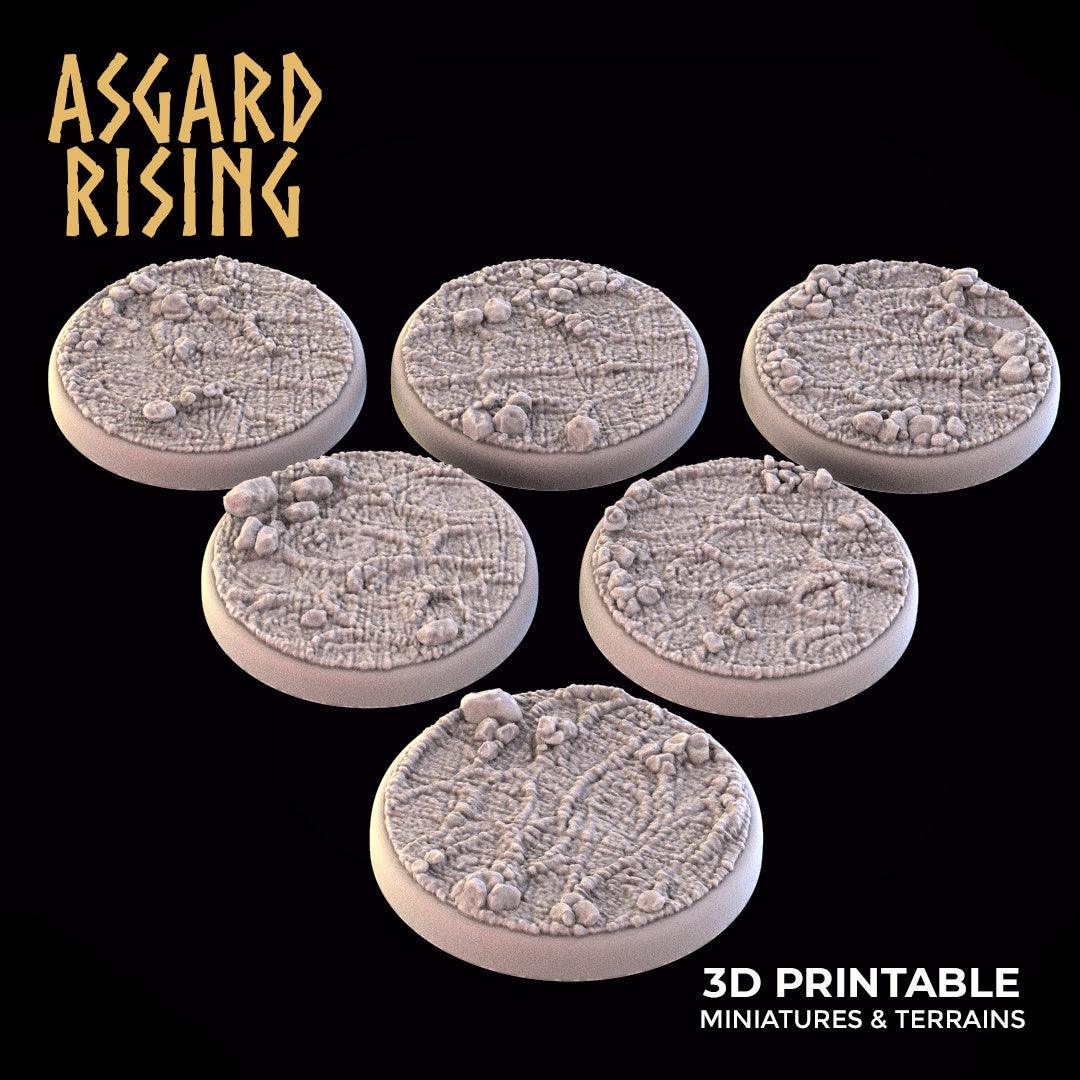 3D Printed Asgard Rising Mud Dirt Round Base Set 25 28 32 35mm D&D - 3D Printing Boss 