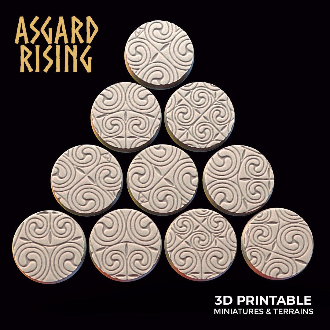 3D Printed Asgard Rising Ornament Theme Round Base Set 25 28 32 35mm D&D - 3D Printing Boss 
