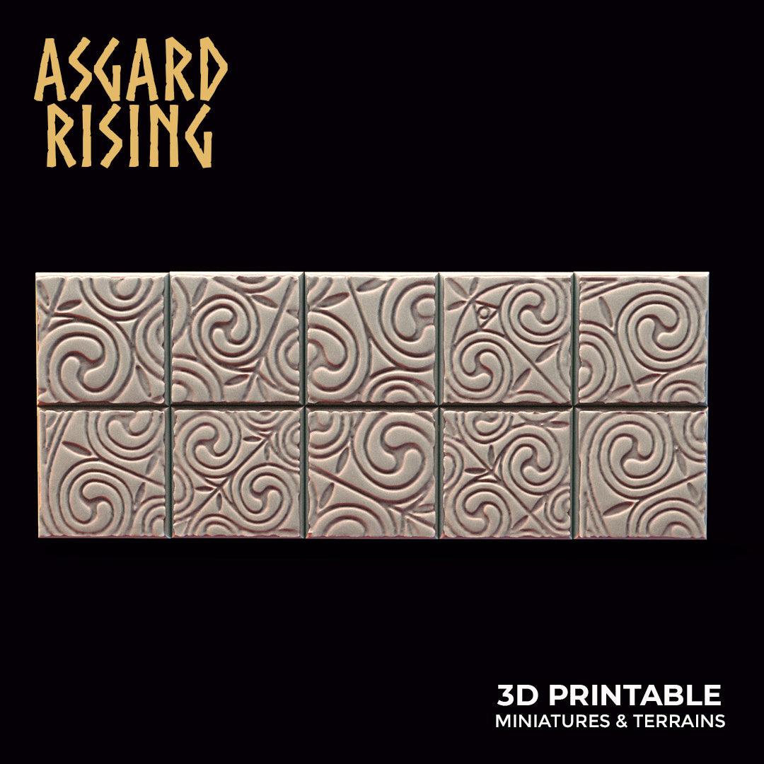 3D Printed Asgard Rising Ornament Theme Square Base Set 25 28 32 35mm D&D - 3D Printing Boss 
