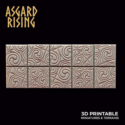 3D Printed Asgard Rising Ornament Theme Square Base Set 25 28 32 35mm D&D - 3D Printing Boss 