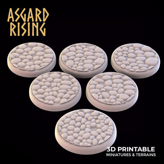 3D Printed Asgard Rising Pavement Round Base Set 25 28 32 35mm D&D - 3D Printing Boss 