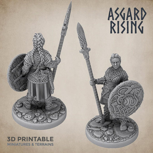 3D Printed Asgard Rising Resin Shield Maiden 28mm-32mm Ragnarok D&D - 3D Printing Boss 