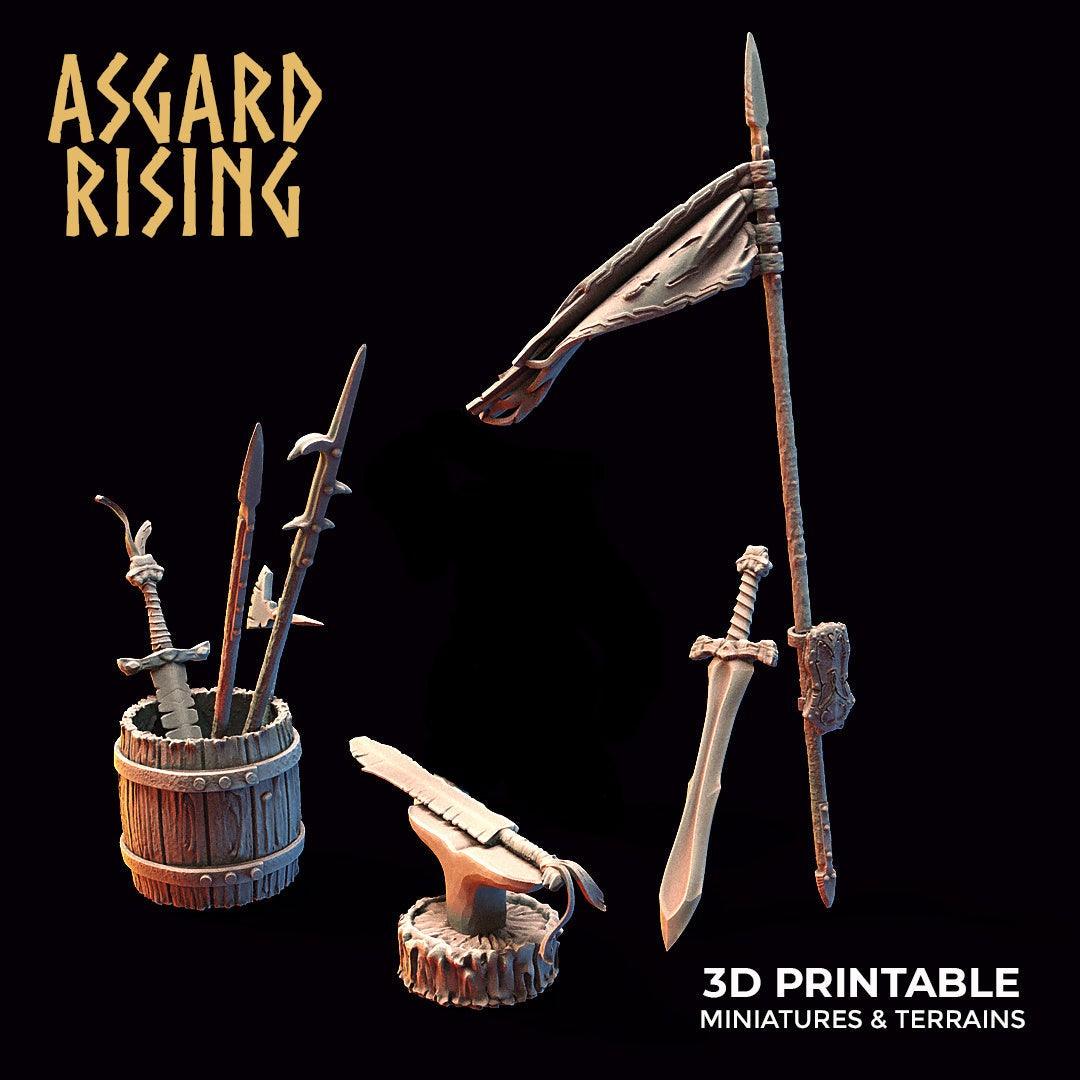 3D Printed Asgard Rising Riddle of Steel Diorama Blacksmith 28mm 32mm Ragnarok D&D - 3D Printing Boss 