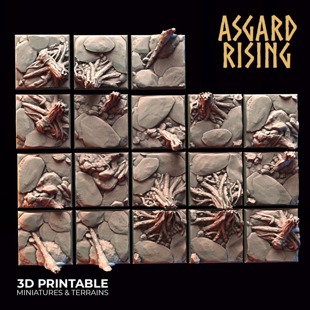 3D Printed Asgard Rising Road Trail Square Base Set 20 25 28 32 mm D&D - 3D Printing Boss 